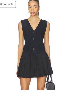 Malbon Golf Edith Knit Vest Button Down Black Small $148
